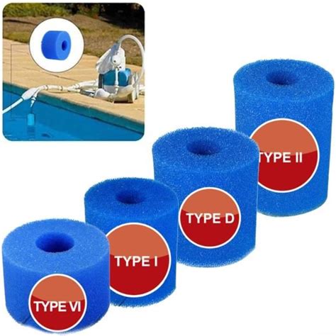 Lot De 4 Éponges Filtrantes Pour Filtre De Piscine Intex Type I Ii Vi D