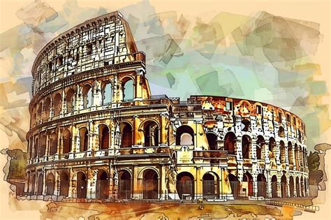 Watercolor Painting Of The Colosseum In Rome Stock Illustration