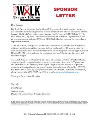 SPONSOR LETTER Big Bend Cares