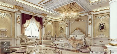 Luxurious Royal Bedroom With Gold And White Furniture