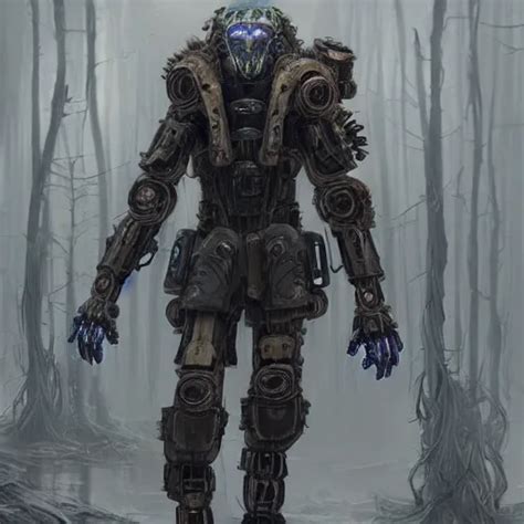 Huntsman In Combat Dieselpunk Giant Walker Exoskeleton Stable