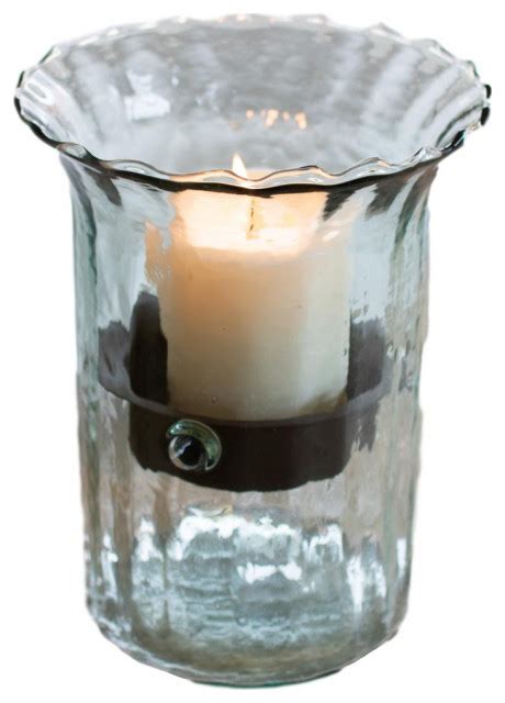 Ribbed Clear Glass 11 Candle Hurricane Rustic Pillar Holder Display Vase Transitional