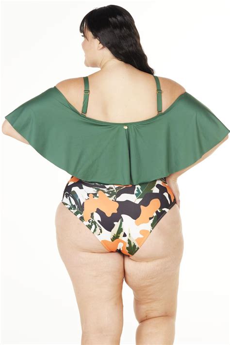 BIQUÍNI PLUS SIZE TOP CIGANINHA VERDE E HOT PANT DRAPEADA JACARTA AUDAZ MODA PLUS SIZE