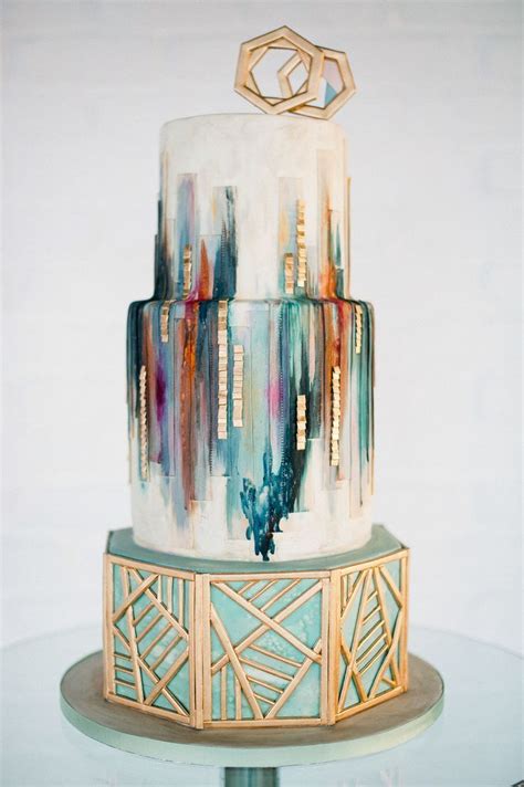 Boho Wedding Cake Love The Combination Of Watercolor And Geometric