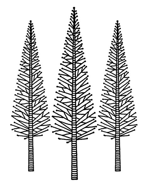 Tree Leaves Pine Tree Coloring Pages Christmas Tree Printables