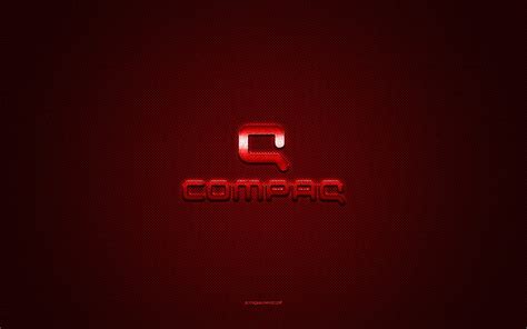 Compaq Logo Red Shiny Logo Compaq Metal Emblem Red Carbon Fiber