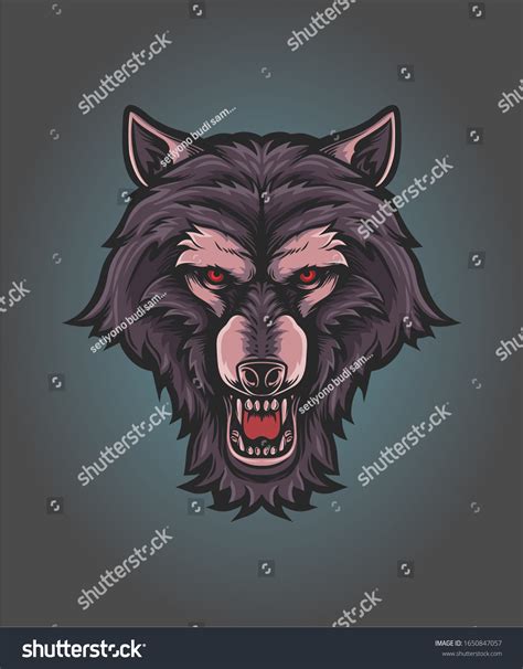 Angry Wolf Face Vector Illustration เวกเตอร์สต็อก ปลอดค่าลิขสิทธิ์