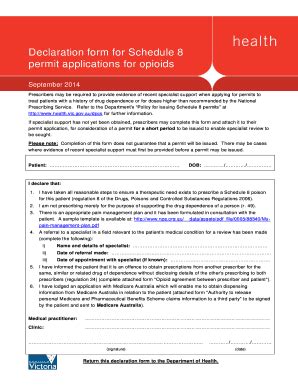 Fillable Online Health Vic Gov Declaration Form For Schedule