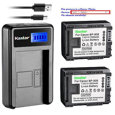 Kastar Battery LCD Charger For Canon BP 808 Canon VIXIA HF M32 VIXIA