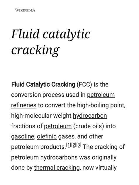 Fluid Catalytic Cracking - Wikipedia | PDF | Cracking (Chemistry ...