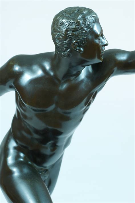 Proantic Old Large Bronze From The Grand Tour Portrait Naked Man Anti