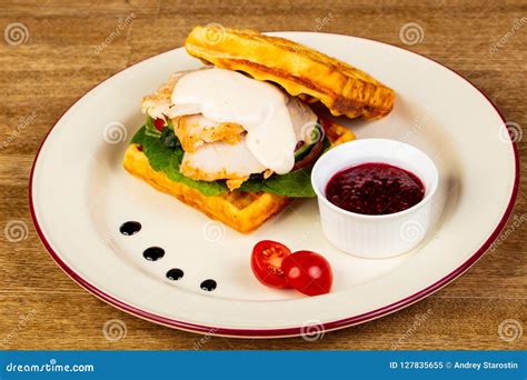 Waffer with chicken stock image. Image of bread, organic - 127835655