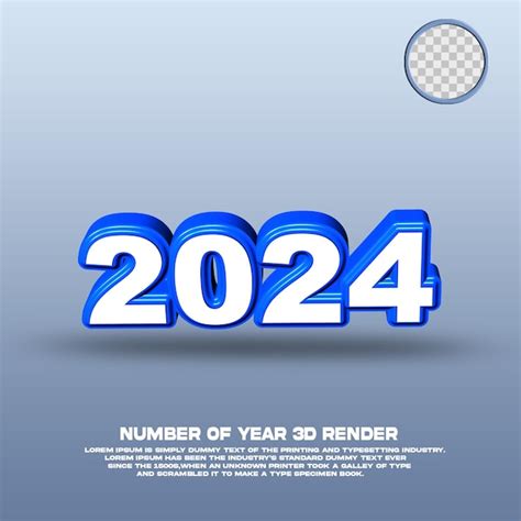 Premium Psd 3d Render Number Of Year 2024 White Blue Color