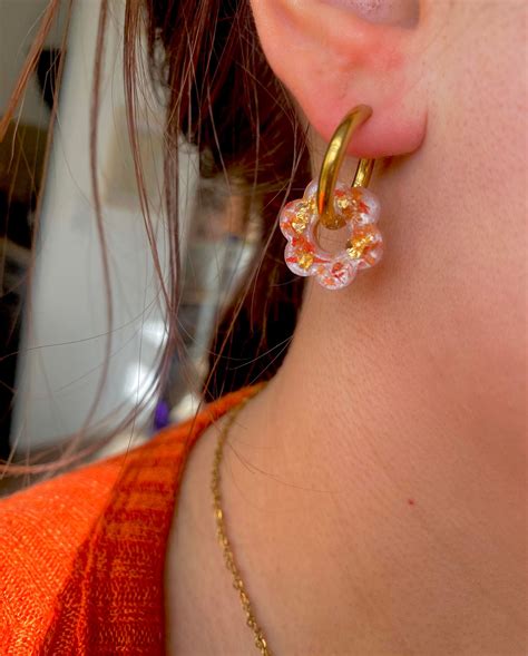 Boucles D Oreilles Interchangeables R Sine Et Fleurs S Ch Es Fleurs