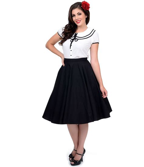 style black paula swing skirt unique vintage swing skirt