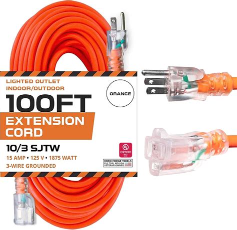 Iron Forge Cable Foot Lighted Outdoor Extension Cord Sjtw