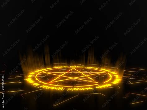 summon circle with pentagram on center. runic words for calling demons ...