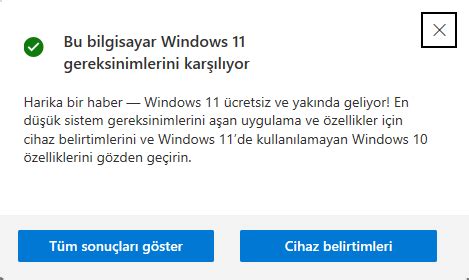 Windows 11 için yeterli sistemde Sistem gereksinimlerini karşılamıyor