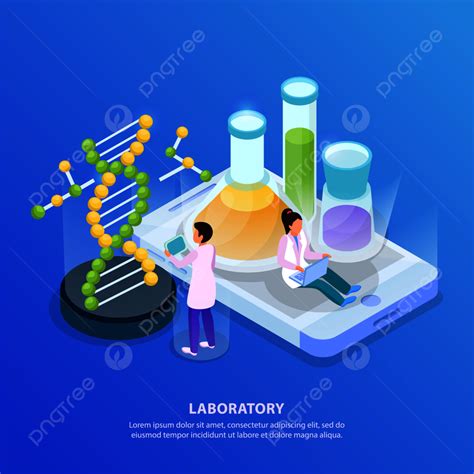 다채로운 액체 벡터 일러스트와 함께 Dna 분자 및 테스트 튜브의 이미지와 과학 연구 아이소 메트릭 광선 배경 템플릿 PSD