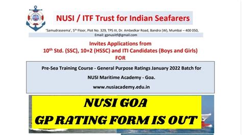 Nusi Goa Gp Rating Form Is Out Youtube