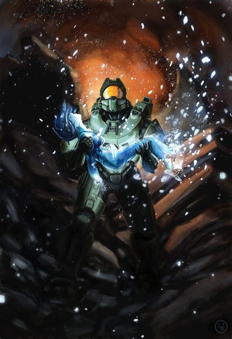 Master Chief holds in the arms Cortana! 💚💙 Art 🖼 : r/halo