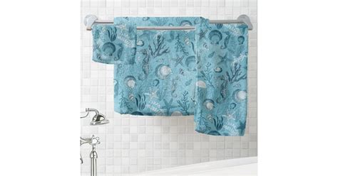 Aqua Blue Ocean Underwater Sea Life Bath Towel Set Zazzle