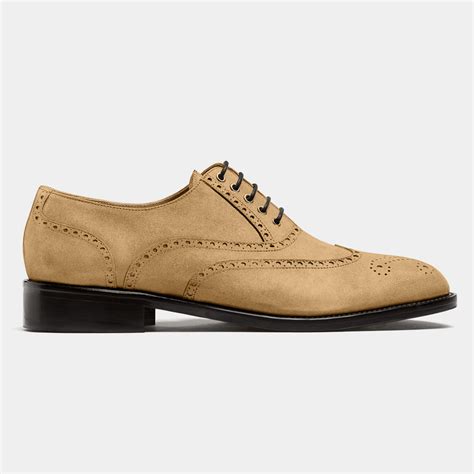 Full Brogue shoes - brown suede