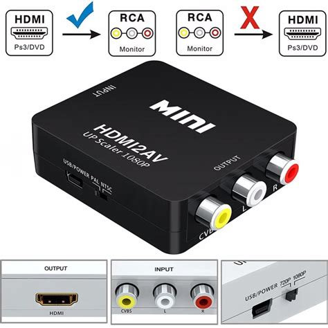 P Mini Hdmi To Av Rca Av Composite Adapter Converter With Audio