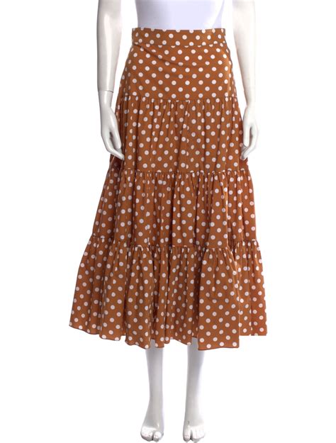 Caroline Constas Polka Dot Print Midi Length Skirt Neutrals Skirts