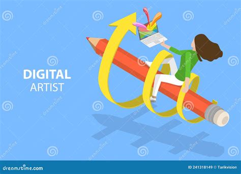 3d Ilustración Conceptual Vectorial Plana Isométrica Del Artista