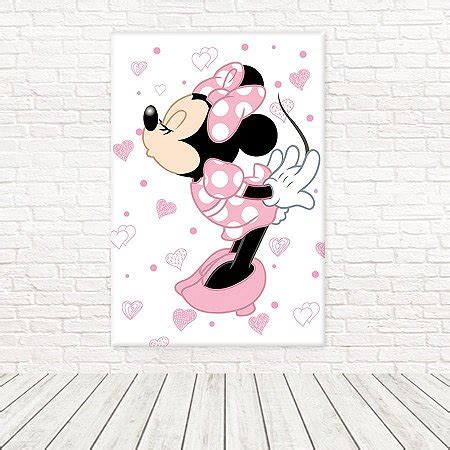 Painel Retangular Tecido Sublimado D Minnie Rosa X Wrt