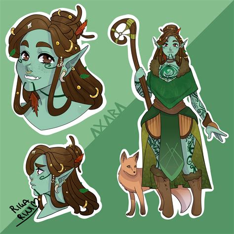 Oc Axara Half Orc Druid Rcharacterdrawing