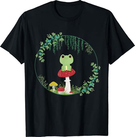 Cottagecore Aesthetic Kawaii Frog Goblincore Cute Mushroom T Shirt