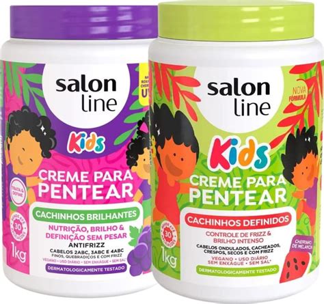 Kit Salon Line Kids 5 Cremes de Pentear Melão Maracujá Uva Melancia