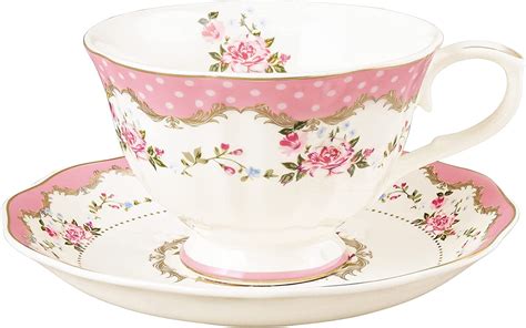 Amazon Fanquare English Floral Tea Cup Pink Porcelain Coffee Cup