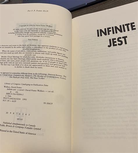 First Edition Hardcover Copy Rinfinitejest