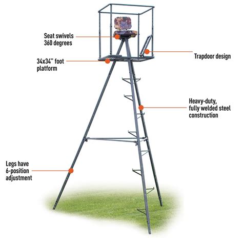 Guide Gear 13 Deluxe Tripod Deer Stand 177429 Tower Tripod Stands