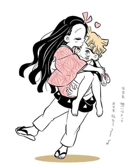 Nezuko X Zenitsu ⚡🎀 In 2023 Hello Kitty Drawing Anime Demon Slayer
