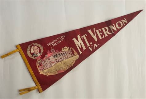 Vintage Pennant Washingtons Mansion Mount Vernon Virginia 12 X 30 Red