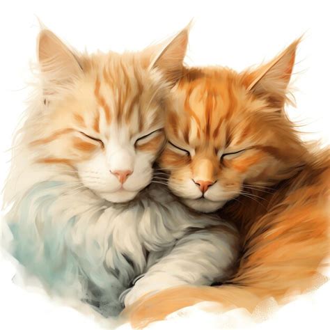 Premium Photo Two Cats Cuddling With One Another And The Other With