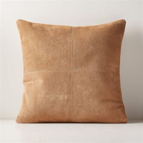 Pieced Camel Suede Modern Throw Pillow With Feather Down Insert Cb