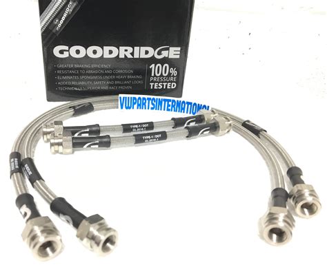 Goodridge Braided Stainless Steel Brake Hoses Kit Clear Lines For