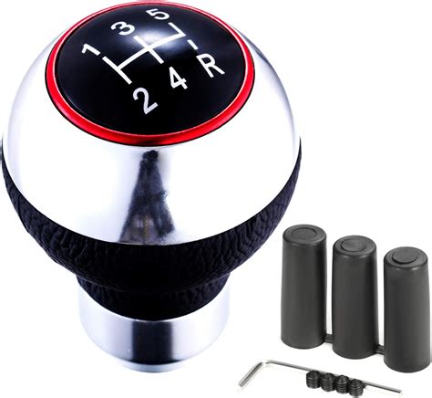 Arenbel Leather Gear Knob 5 Speed Shift Knob Stick Shifter Shifting Head Fit Most