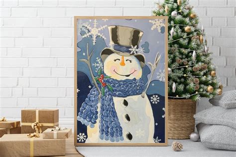 Snowman Canvas Art Fun Snowman Cute Wall Art Home Art Winter Christmas ...