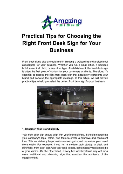 Practical Tips For Choosing The Right Front Desk Sign For Your Business