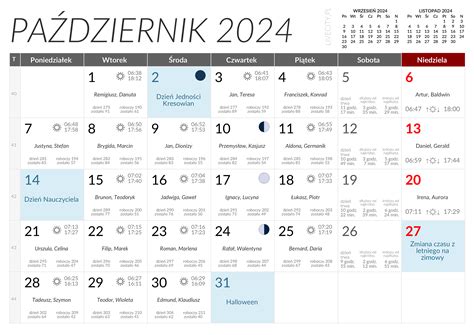 Kalendarz miesięczny 2024 do druku