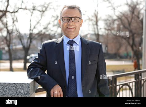 Handsome Mature Businessman Outdoors Stock Photo Alamy
