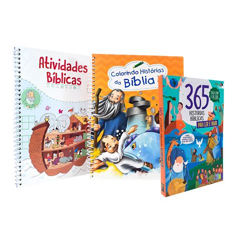 Kit 3 Livros 365 Histórias Bíblicas para Ler e Ouvir 365 Atividades