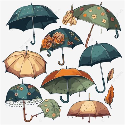 Umbrellas Clipart Umbrellas Set Ornate Vector Illustration Clipart It