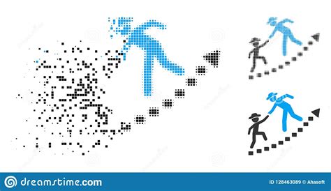 Dispersed Pixelated Halftone Pie Chart Icon Cartoon Vector